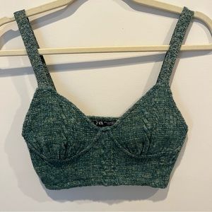 Zara Green Marl Knit Crop top